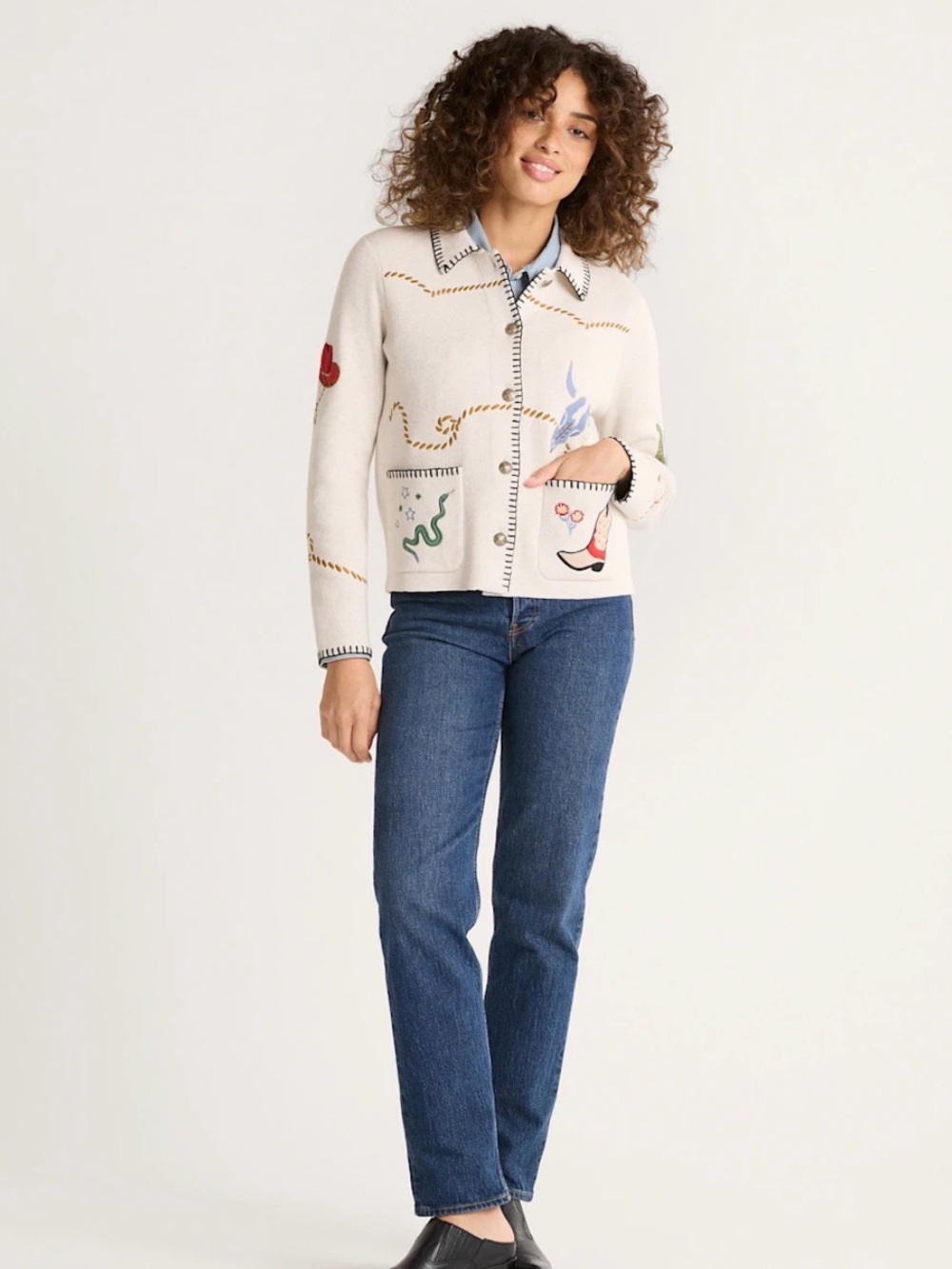 Pendleton NWT Oatmeal Cream Button-Up Jacket with Trim Sz M - Picture 14 of 14